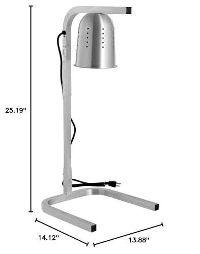 Kratos Commercial Bulb Warmer, One Bulb Heat Lamp for Food, Silver, 120V, 250 Watts, Countertop Electric Food Warmer for Restaurants (31M-001)