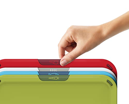 Joseph Joseph Duo Icon 4-piece colour coded Cutting Board Set with Storage Stand, Multicolour
