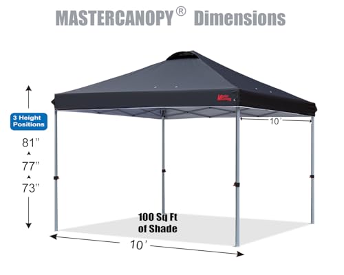 MASTERCANOPY Durable Pop-up Canopy Tent with Roller Bag (10x10, Black)