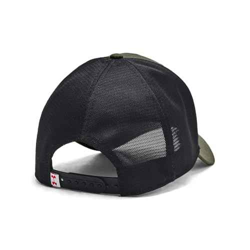 Under Armour Men's Project Rock Red One Trucker Hat, Marine OD Green/Black/Red, One Size Fits Most