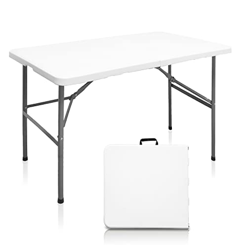 HYMnature Folding Table 4ft Heavy Duty Folding Tables Indoor Outdoor Plastic Dining Table Portable Folding Square Card Tab...