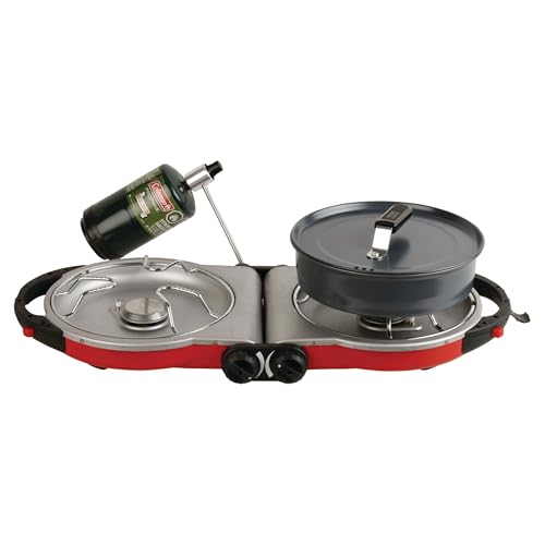 Coleman Fold ‘N Go 2-Burner Propane Stove, Dual Adjustable Burners with 20,000 BTUs of Power & InstaStart Ignition, Great ...