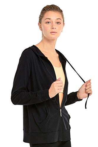 Sofra Women's Thin Cotton Zip Up Hoodie Jacket