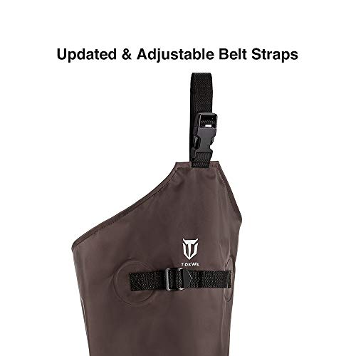 TIDEWE Hip Wader, Lightweight Hip Boot For Men and Women, 2-Ply PVC/Nylon Fishing Hip Wader (Green and Brown)