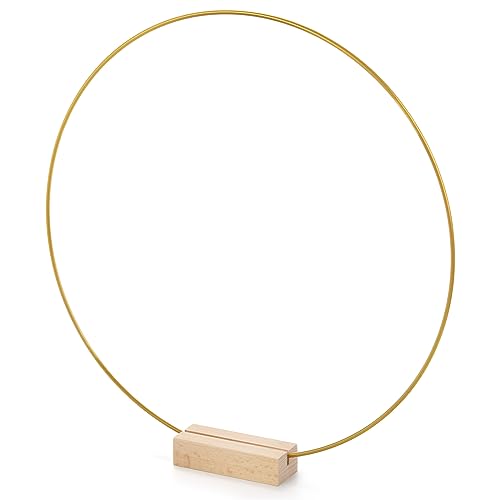 ZOOFOX 12 Pack Metal Floral Hoop Centerpiece with Stand, 12 Inch Large Metal Hoop for Crafts, Wreath Macrame Gold Hoop Rin...