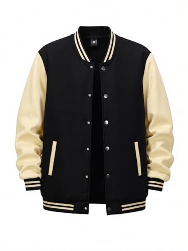 Men's Autumn/Winter Long-Sleeved Pocket Jacket Baseball Jacket Classic Color Block Fashion Casual Outdoor Sports Top