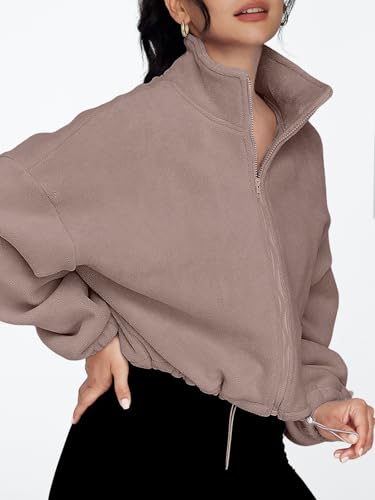 AUTOMET Womens Fleece Jackets Zip Up Oversized Sweatshirts Winter Clothes Long Sleeve Crop Sherpa Fall Outfits Fashion