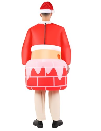 LETIME Inflatable Santa Costume Christmas Funny Blow up Santa Costume for Adults Holiday Parties, Cosplay, and Decorations