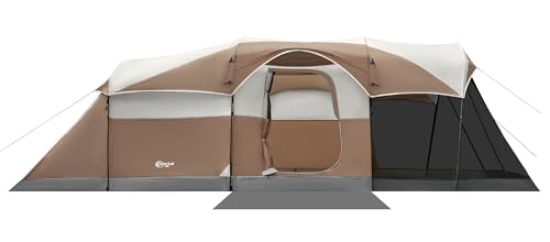 PORTAL 6/8/10 Person Family Camping Tent with Screen Room, Water Resistant Big Tunnel Tents with Rainfly, Large Family Ten...