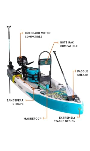 BOTE Rover Aero 12 FT 6 in Inflatable Micro Skiff, Blow up SUP for Adults Kids Family Friendly, APEX Pedal Drive & HP Moto...