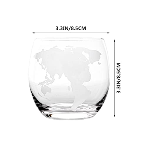 Luxshiny 2pcs Clear Glass Water Cup Globe Whiskey Glasses Rum Rocks Glass Cups Crystal Drinking Goblet World Map Wine Glas...
