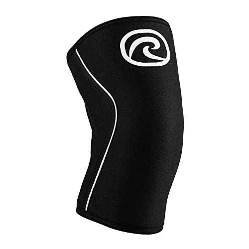 Rehband Rx Knee Sleeve Power Max, 1 piece, knee support 7mm neoprene, strongman, heavy lifting, longest knee sleeve, Colour:Black, Size:M