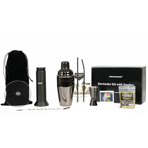 CREATIVECHEF Bartender Kit with Cocktail Smoker, 8 Pieces Whiskey Smoker Kit, Bar Set with Cocktail Shaker, Bartending Kit...