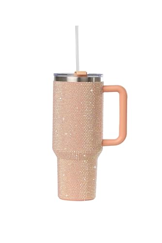 Sip+Sea Grenada 40oz Rhinestone-Encrusted Insulated Tumbler - Premium Bling Stainless Steel Water Bottle with Handle, Doub...