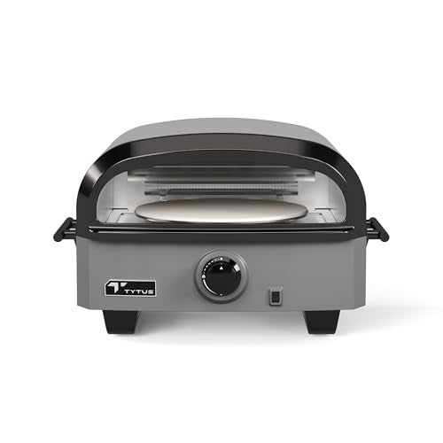 TYTUS 14" Rotating Pizza Oven, 900F 18,000 BTU Portable Propane Gas Pizza Oven, Includes Round Cordierite Stone and No-Too...
