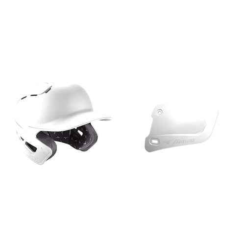 Bundle of Mizuno B6 Adult Baseball Batting Helmet, White, Small/Medium + Mizuno Batters Face Protector, White, Left Hand Batter
