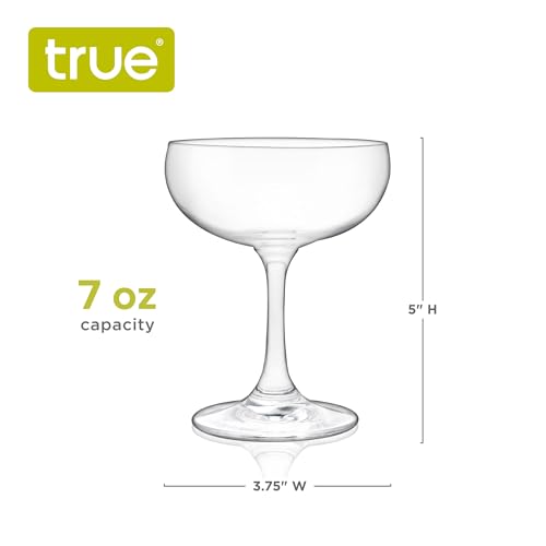 True Coupe Glass, Martini Glasses for Cocktail Party, Perfect for Espresso Martini, Manhattan, Champagne, Elegant 7 oz Gla...