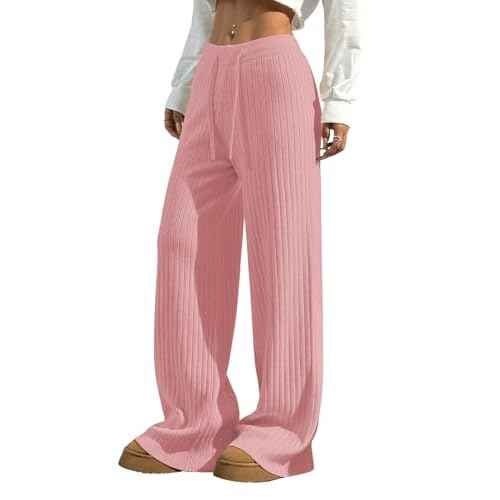 Verdusa Women's Straight Leg Baggy Sweatpants Comfy Lounge Pants Wide Leg Yoga Workout Knit Trousers Fall Outfits 2025