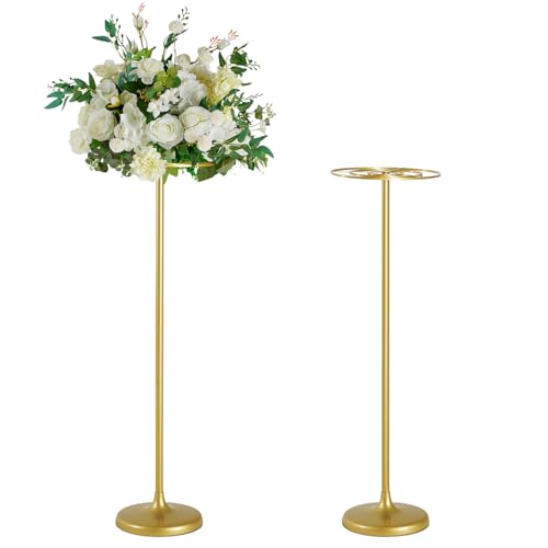 Fullvaseer 2pcs Tall Wedding Flower Stand 39.37" Wedding Centerpieces for Tables Gold Centerpieces Metal Flower Floor Vase...