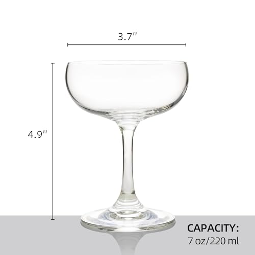 YANGNAY Coupe Champagne Glasses Set of 6 Crystal Cocktail Glasses with Short Stem, Martini Glasses - 7 oz