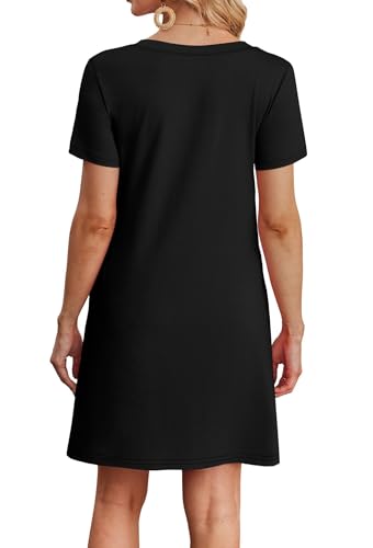 WIHOLL Dresses for Women Casual Summer Loose T Shirt Dress with Pockets Beach Vacation Outfits S-4XL