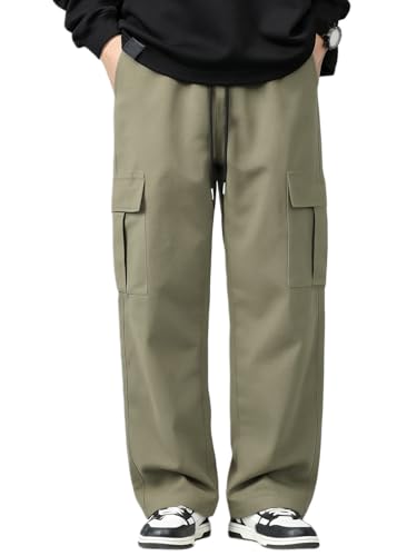Men's Cargo Pants with Pockets, 1-Pack Straight Leg Workwear Joggers for Casual Outdoor Sports Fashion Trendy