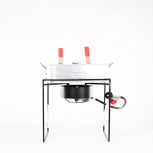 King Kooker 1618 16-Inch Propane Outdoor Cooker with Aluminum Pan and King Kooker WKA2 18-Inch Nickel Plated Skimmer