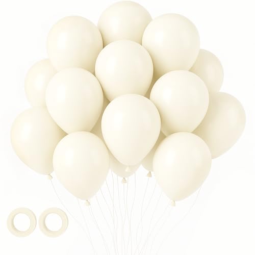Voircoloria 105pcs Ivory Balloons 12inch Party Latex Balloons for Boys Girls Birthday Baby Shower Gender Reveal Wedding Su...