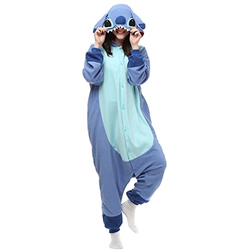 ROYAL WIND Adult Stich costume Onesie Animal Pajamas Halloween Cosplay Costumes Sleepwear Homewear Party Wear