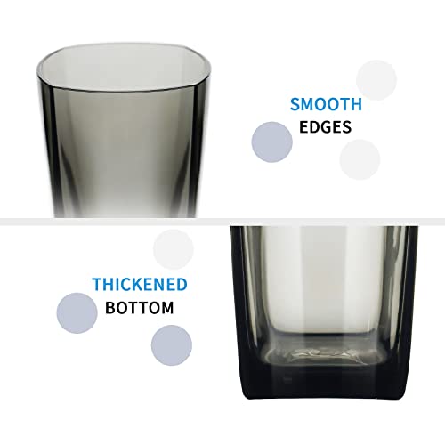 Top-spring 20-Ounce Reusable Plastic Water Tumbler, Clear Shatterproof Drinking Glasses, BPA Free, Set of 6 (20 Oz, Gray)...