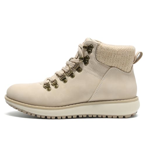ANJOUFEMME Womens Comfy Hiking Boots-Casual Outdoor Lace up Ankle Booties Work Boots LightWeight Winter Shoes for Walking ...