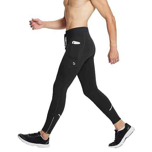 baleaf Men's Winter Running Tights Thermal Cycling Pants Water Resistant Pockets Zipper Legs Cold Weather