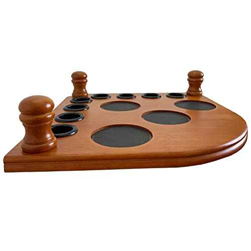 GACCO BILLIARDS Floor Pool Cue Rack Hold 8 Cue Sticks & Billiard Accessories. Corner Stand Pool Cue Holder Made of 100% Solid Hardwood. Provided Ball Rack Hook. CUE RACK ONLY (Classic Oak)