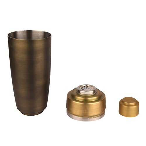 A CIVILIZED MAN Antique Gold Stainless Steel Cocktail Shaker and Bar Equipment | Antique Gold Cocktail Shaker 25 Ounce Cap...