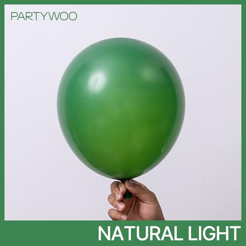 PartyWoo Dark Green Balloons 145pcs Different Sizes of 18 12 10 5 Inch Emerald Hunter Forest Green Balloon Arch Kit for Bi...