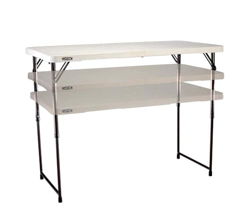 LIFETIME Fold-in-Half Adjustable Folding Table, 4 Foot