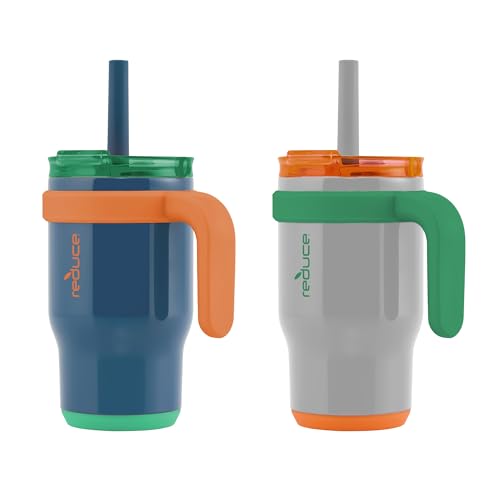 REDUCE 14 oz Coldee Tumbler with Handle for Kids - 2 Pack, Leakproof Insulated Stainless Steel Mug with Lid & Spill-Proof ...