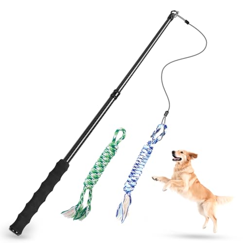 Msnaile Carbon Fiber Flirt Pole for Dogs, 0.2 Pounds Lightweight Dog Flirt Pole for Large Medium Small Dogs, Telescopic Fl...