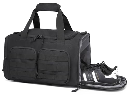 Wotony Tactical Duffle Bag for Men, Duffle Bag for Gym, Travel - Military Weekender Workout Molle Bag (Black, 35L)
