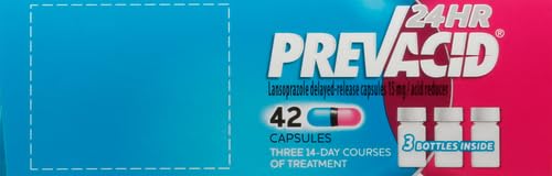 Prevacid 24HR Lansoprazole Capsules, 15 mg Acid Reducer, Delayed-Release PPI for Frequent Heartburn Relief, 42 Count