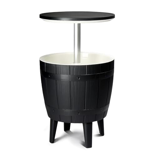 Outdoor 10 Gallon Cooler Bar, Modern Cool Bar Outdoor Patio Furniture,3 in 1 Resin Patio Beer and Wine Ice Bucket Cocktail...