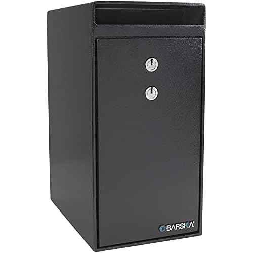 Barska Key Lock Depository Drop Safe ? Steel Lock Box with Drop Slot, Anti-Fishing Baffle, for Cash, Receipts, Keys & Valuables ? Ideal for Business & Office Use