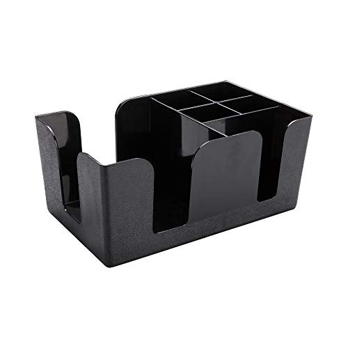 Restaurantware Bar Lux 9.5 x 5.8 x 4.2 Inch Bar Caddy 1 Pebbled Napkin Holder - 6 Compartments Organize Straws Napkins Or ...