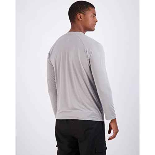 Real Essentials 4 Pack: Mens Long Sleeve Rash Guard Shirt UPF 50+ Swim Beach UV Sun Protection Fishing Quick Dry (Big & Tall)