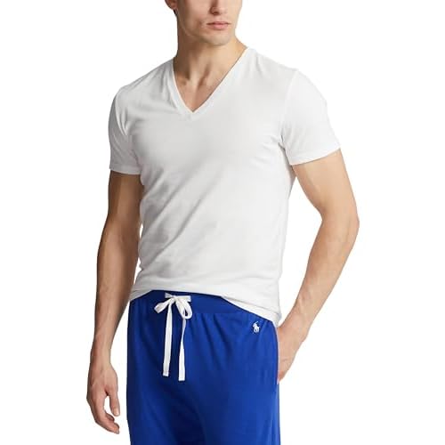 POLO RALPH LAUREN Men's 4d Flex Cooling Ventilation Cotton Modal V-Neck Undershirts