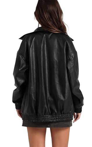 Sampeel Leather Jacket Women Faux Oversized Motorcycle Bomber Coats 2025 Fall Fashion Outfits Winter Clothes