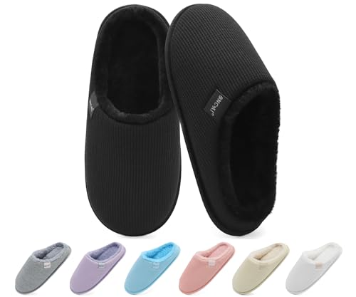 ONCAI Women's House Slippers, Cushion Memory Foam Waffle Upper Home Comfortable Warm Winter Cozy Soft Lightweight Indoor B...