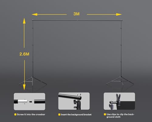RALENO 8.5 x 10 ft Photo Backdrops Stands with Green Screen, Photography Lighting Kit with 50W LED Bulbs, 5500 K, 97CRI, U...