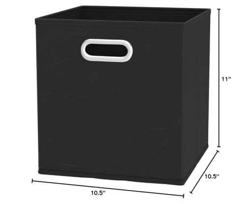 Amazon Basics Collapsible Cube Storage Organizer Bins, 6-Pack, 10.5 x 10.5 x 11 inches, Black