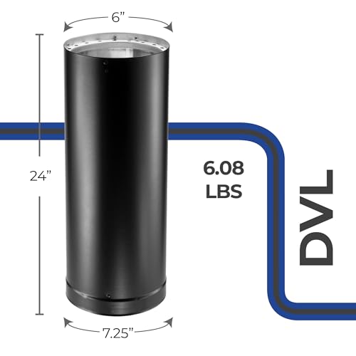 DuraVent DVL 6DVL-24 Easy to Install 6 Inch Galvanized and Stainless Steel Double Wall Wood Burning Stove Pipe to Vent Smo...
